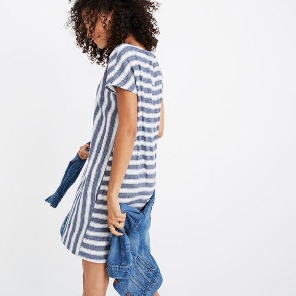 Madewell Stripe-Play Button-Back Tee Dress - Picture 2 of 9